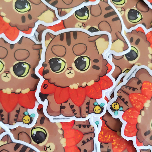 Flower Cat 2021 Limited Edition Sticker. Glitter Sparkle Effect. Holo Sparkle Sticker.