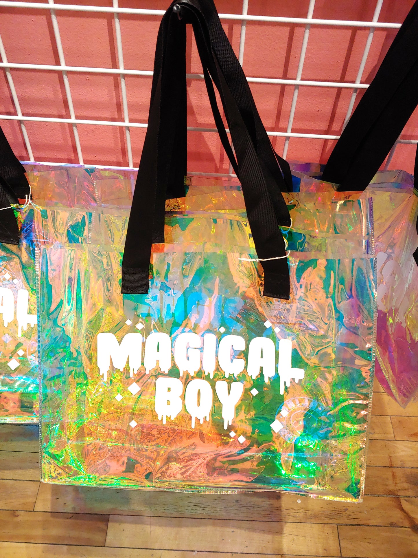 Magical Boy Holographic Tote Bag. Large Clear Rainbow Waterproof Bag.
