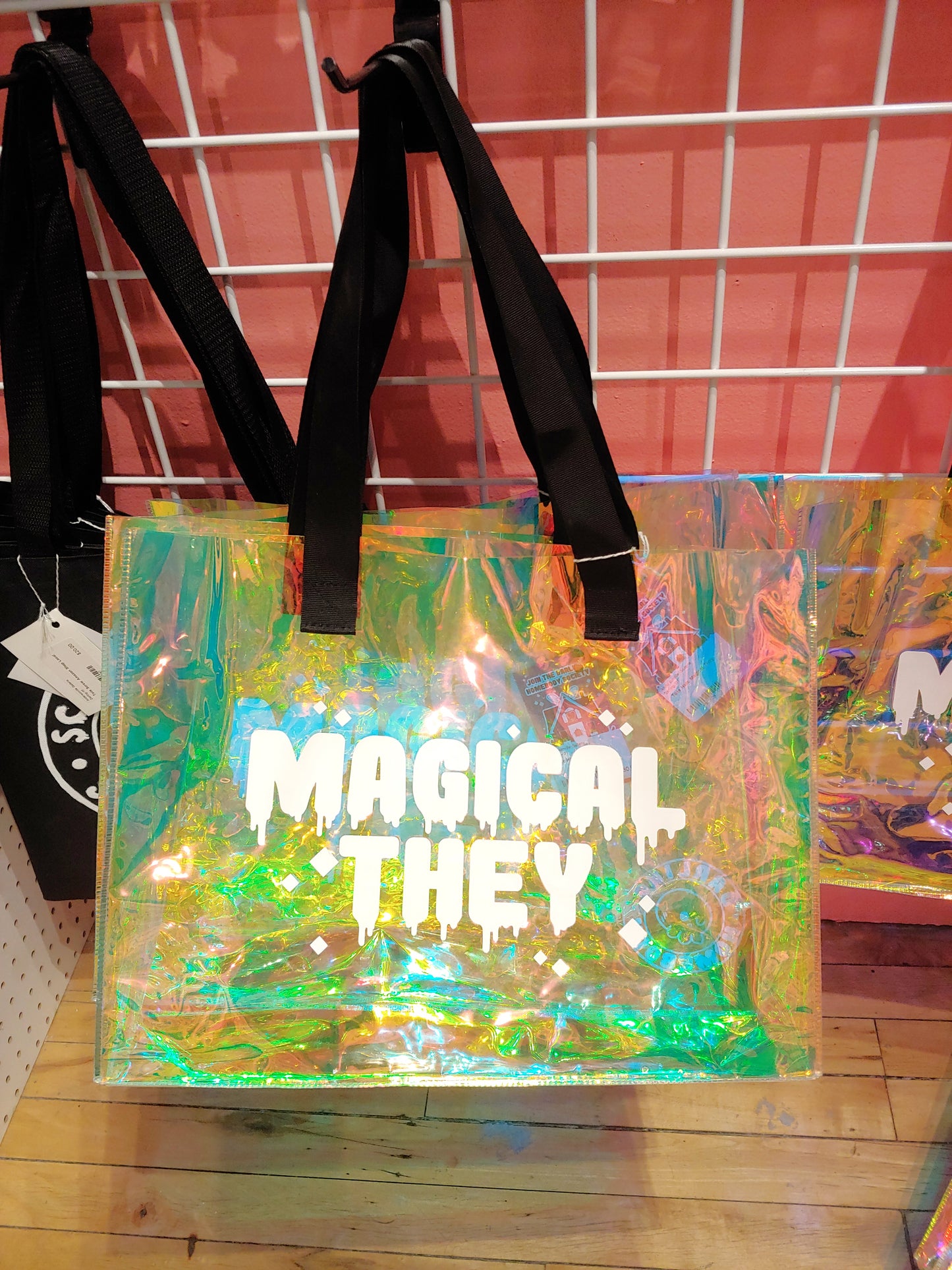Magical They Holographic Tote Bag. Large Clear Rainbow Waterproof Bag.