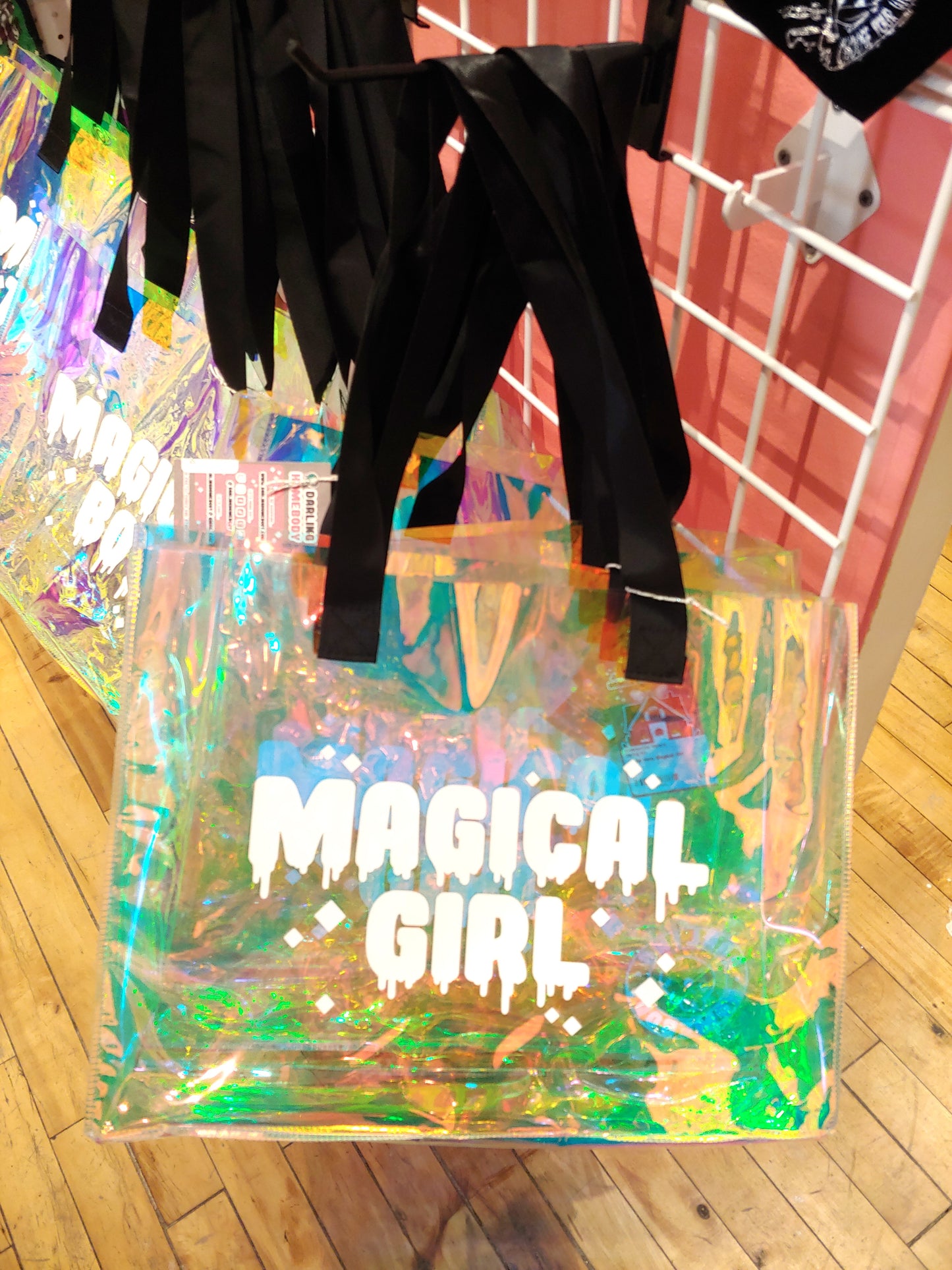 Magical Girl Holographic Tote Bag. Large Rainbow Waterproof Bag.