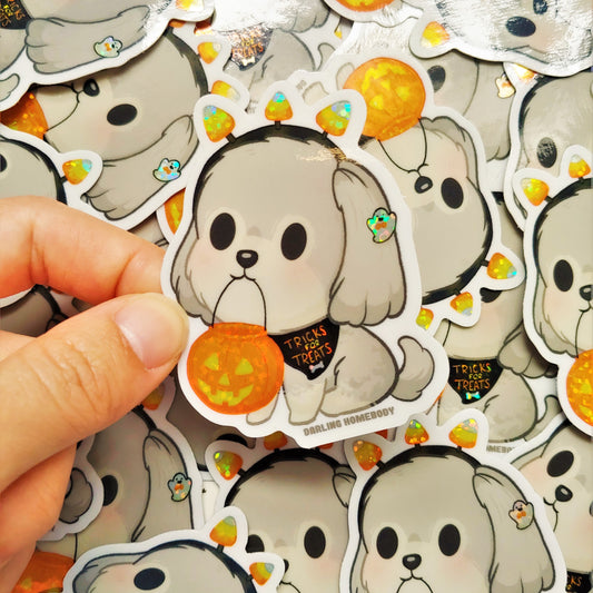 Tricks for Treats 2021 Limited Edition Sticker. Shiny Holographic Sparkle Effect.