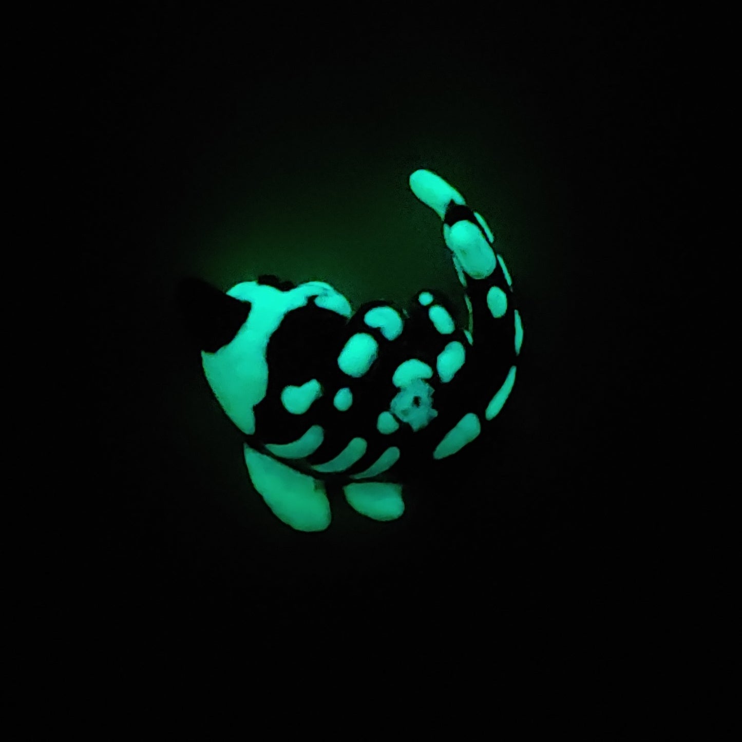 Glow-in-The-Dark Radioactive Skeleton Cat Shark Figure. Handmade Resin Art Toy Mini Fig. Desk Decoration Collectable. Chibi