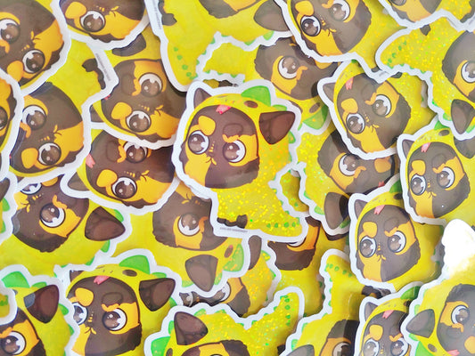 Lizard Cat 2021 Limited Edition Sticker. Glitter Sparkle Effect. Holo Sparkle Sticker.