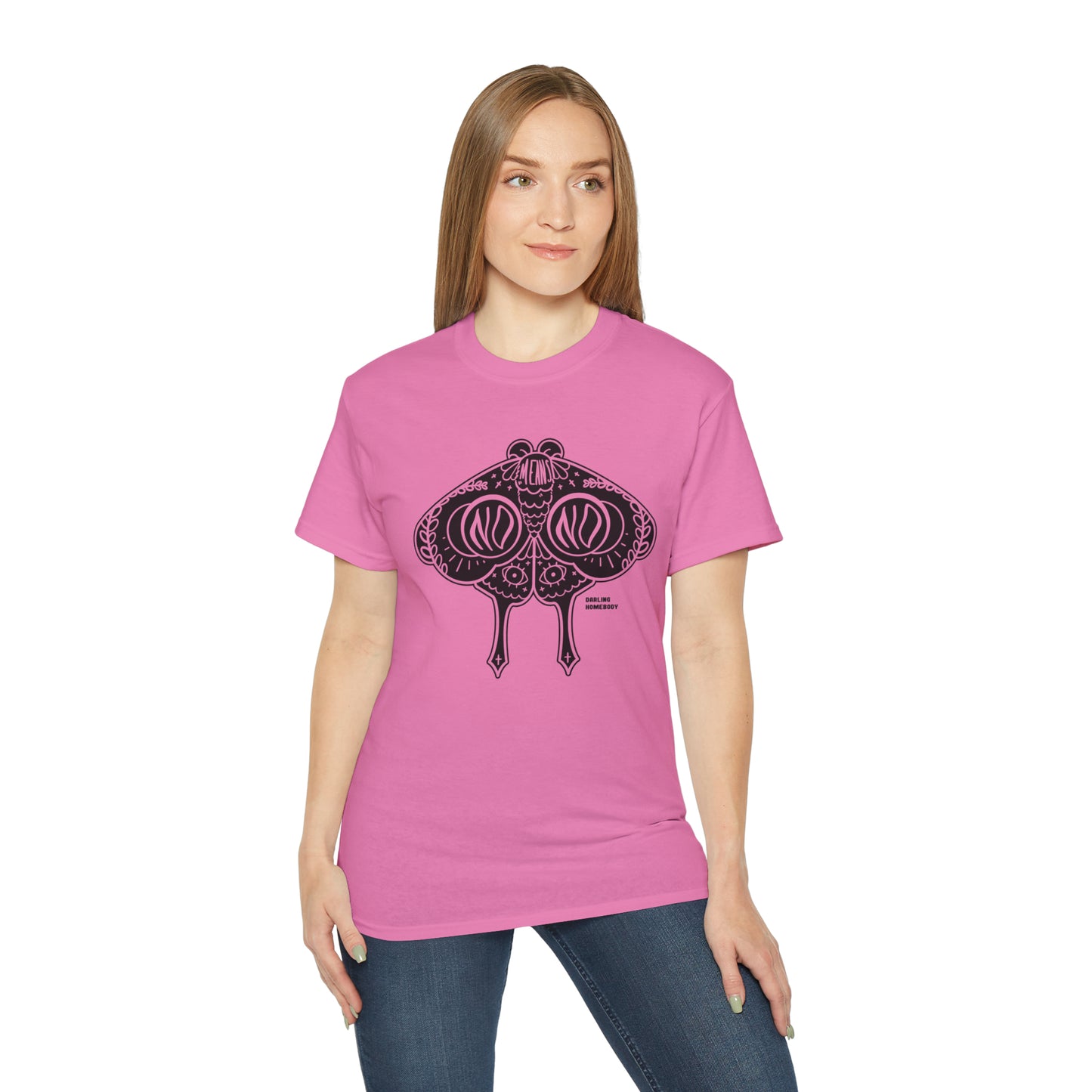 Moth No Means No Black on Light Unisex Ultra Cotton Tee