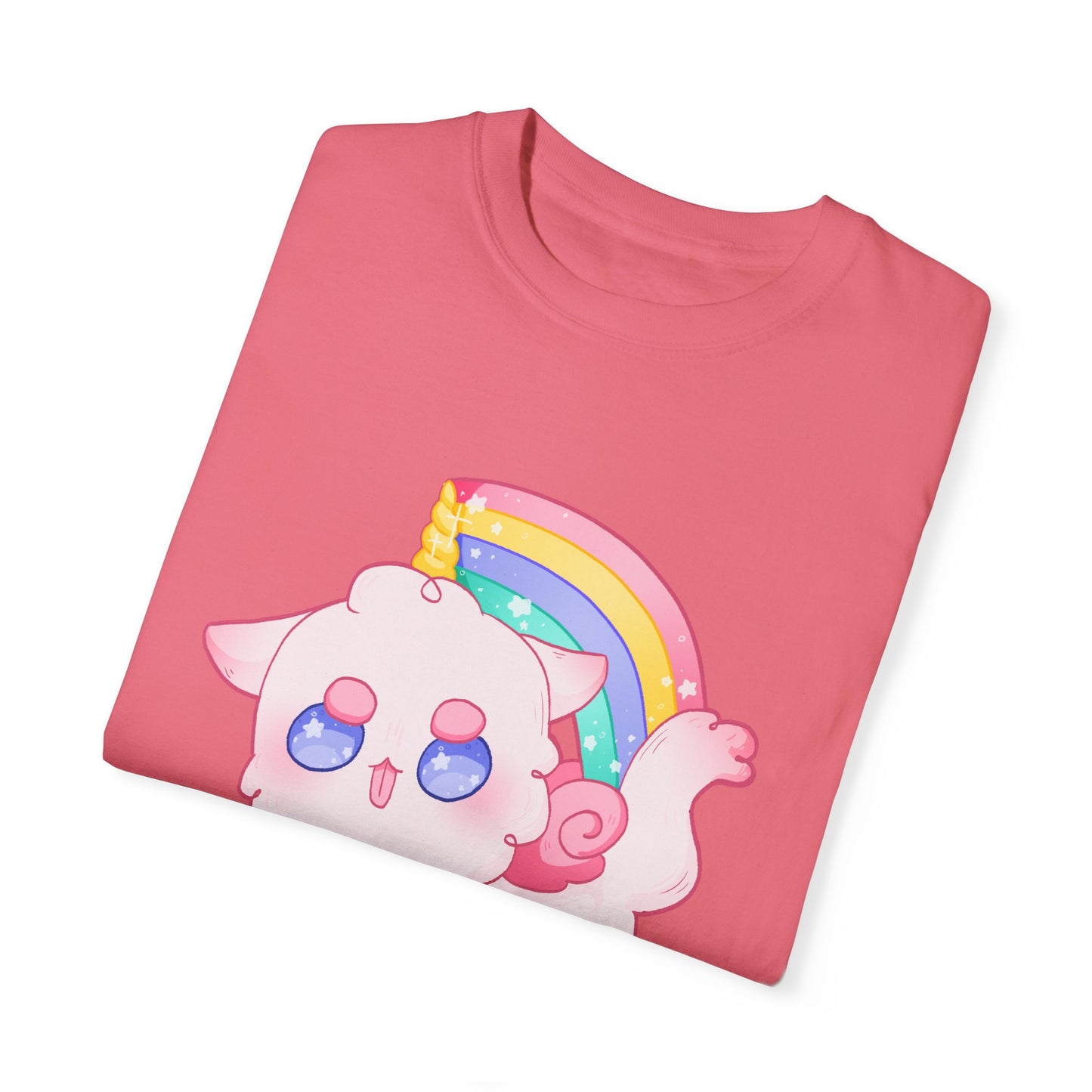 Rainbow Feral Cat Unicorn T-shirt.