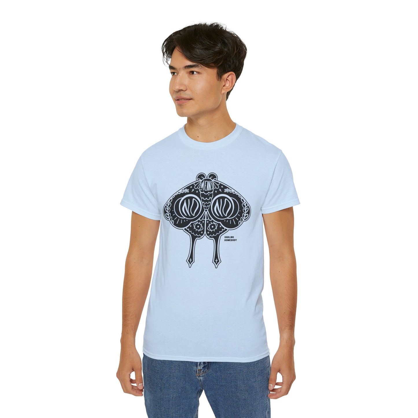 Moth No Means No Black on Light Unisex Ultra Cotton Tee