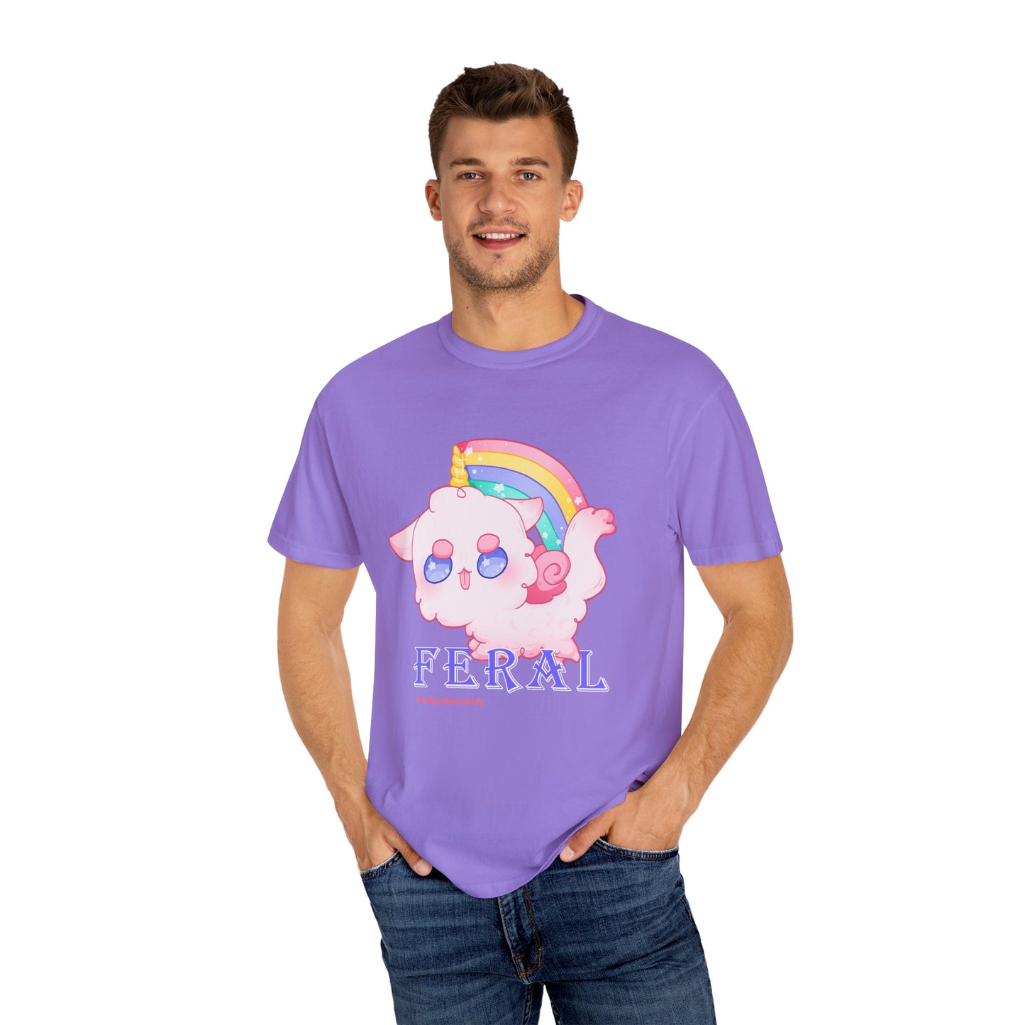 Rainbow Feral Cat Unicorn T-shirt.