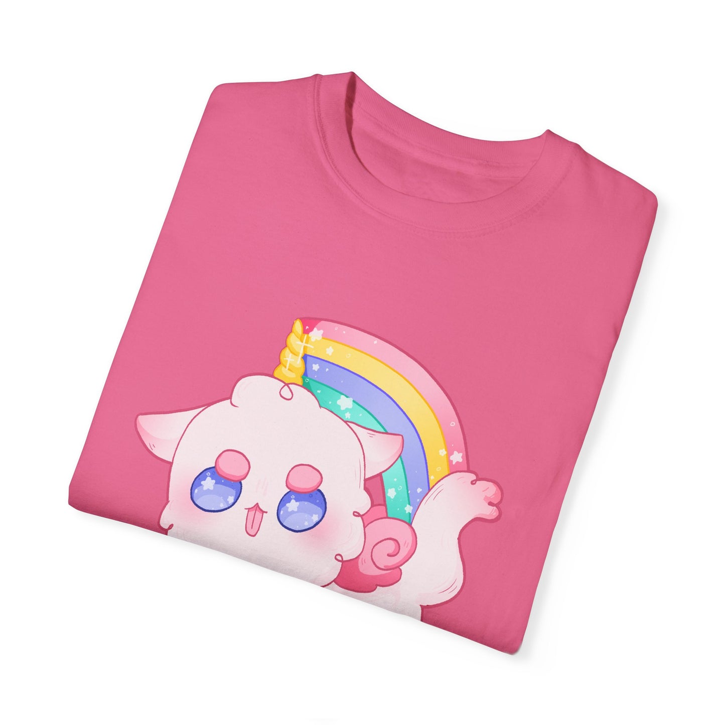 Rainbow Feral Cat Unicorn T-shirt.