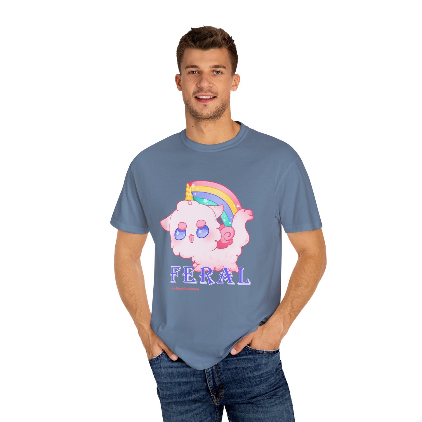 Rainbow Feral Cat Unicorn T-shirt.