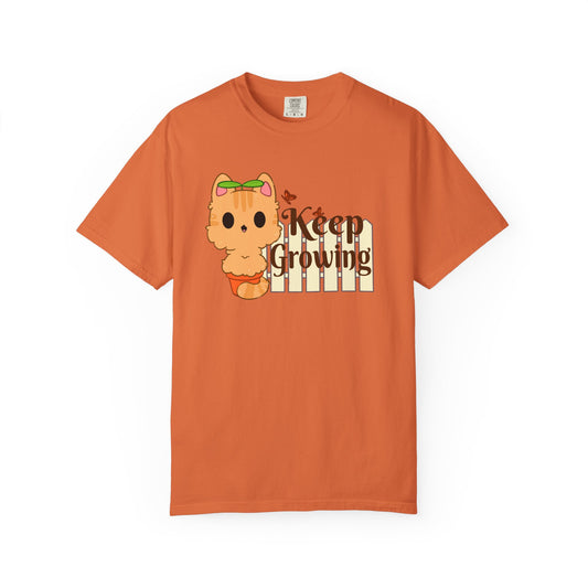 Keep Growing T-shirt. Cute Cat Plant Shirt.