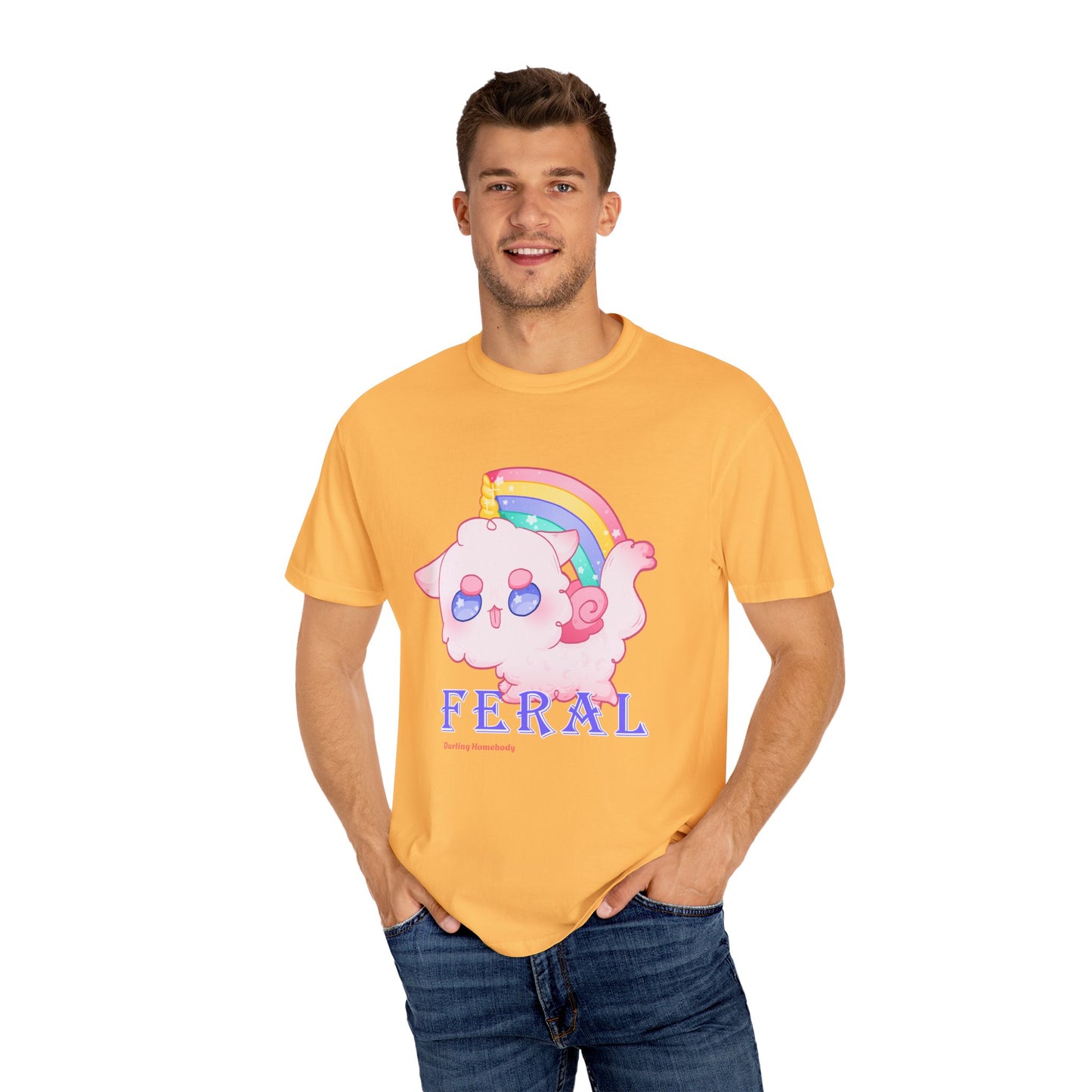 Rainbow Feral Cat Unicorn T-shirt.