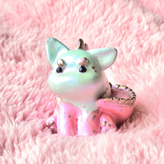 Pearl Candy Cloud Dinocat Mini Figure. Handmade.