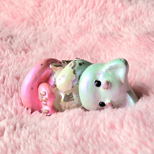 Pearl Candy Cloud Mercat Figure. Handmade Resin Art Toy.