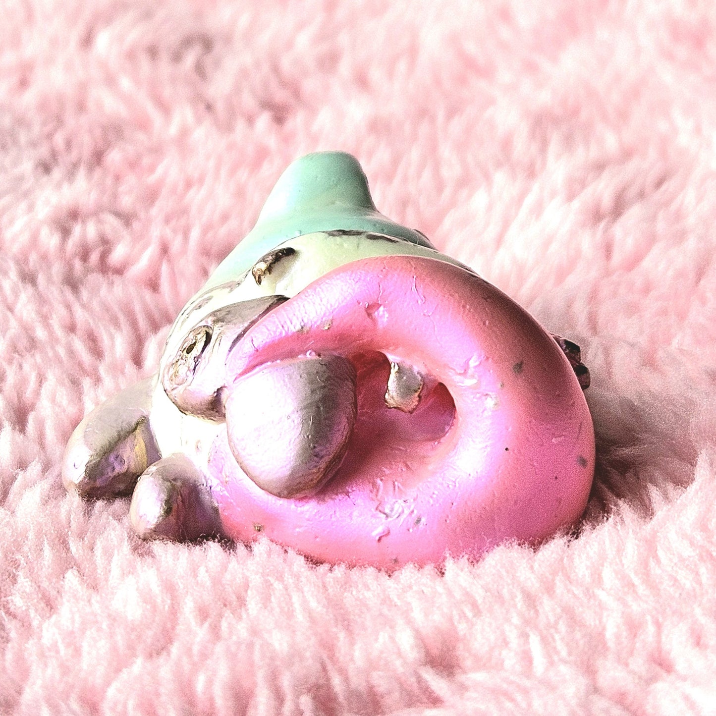 Pearl Candy Cloud Mercat Figure. Handmade Resin Art Toy.