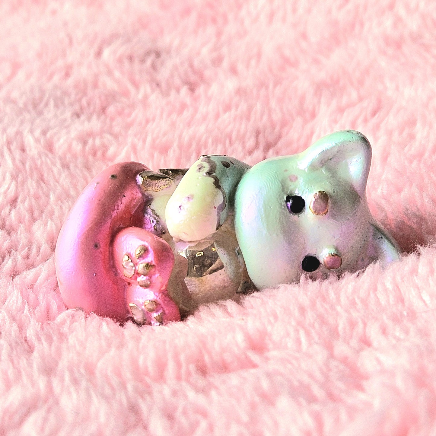 Pearl Candy Cloud Mercat Figure. Handmade Resin Art Toy.