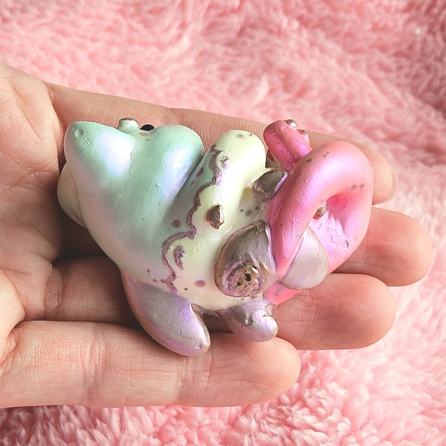 Pearl Candy Cloud Mercat Figure. Handmade Resin Art Toy.
