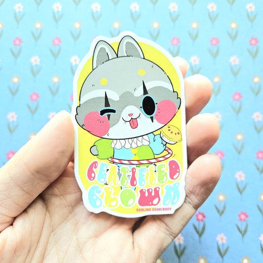 Certified Clown Sticker. Raccoon Clown Sticker.