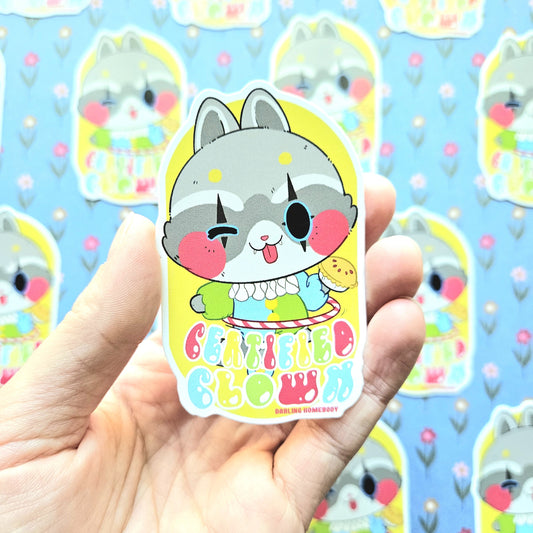 Certified Clown Sticker. Raccoon Clown Sticker.