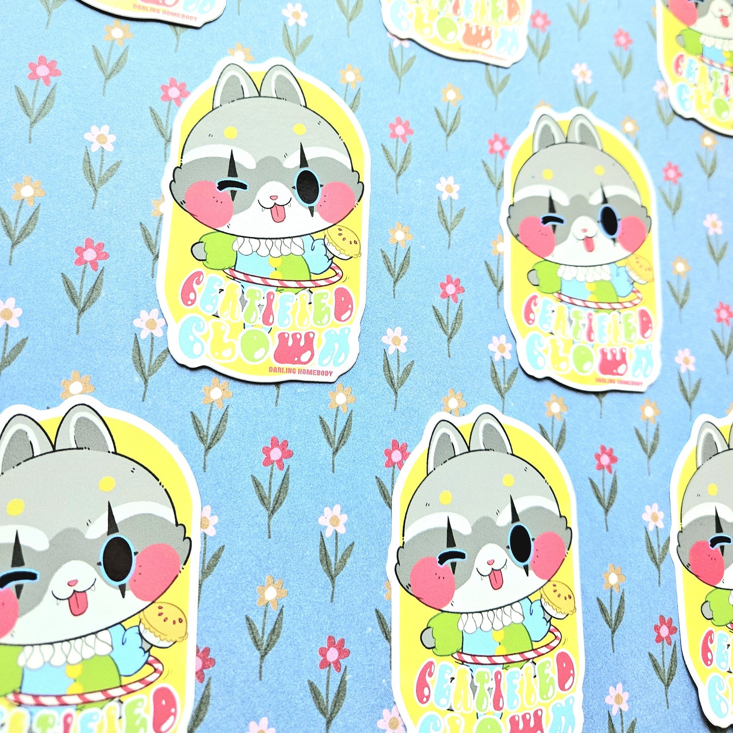 Certified Clown Sticker. Raccoon Clown Sticker.