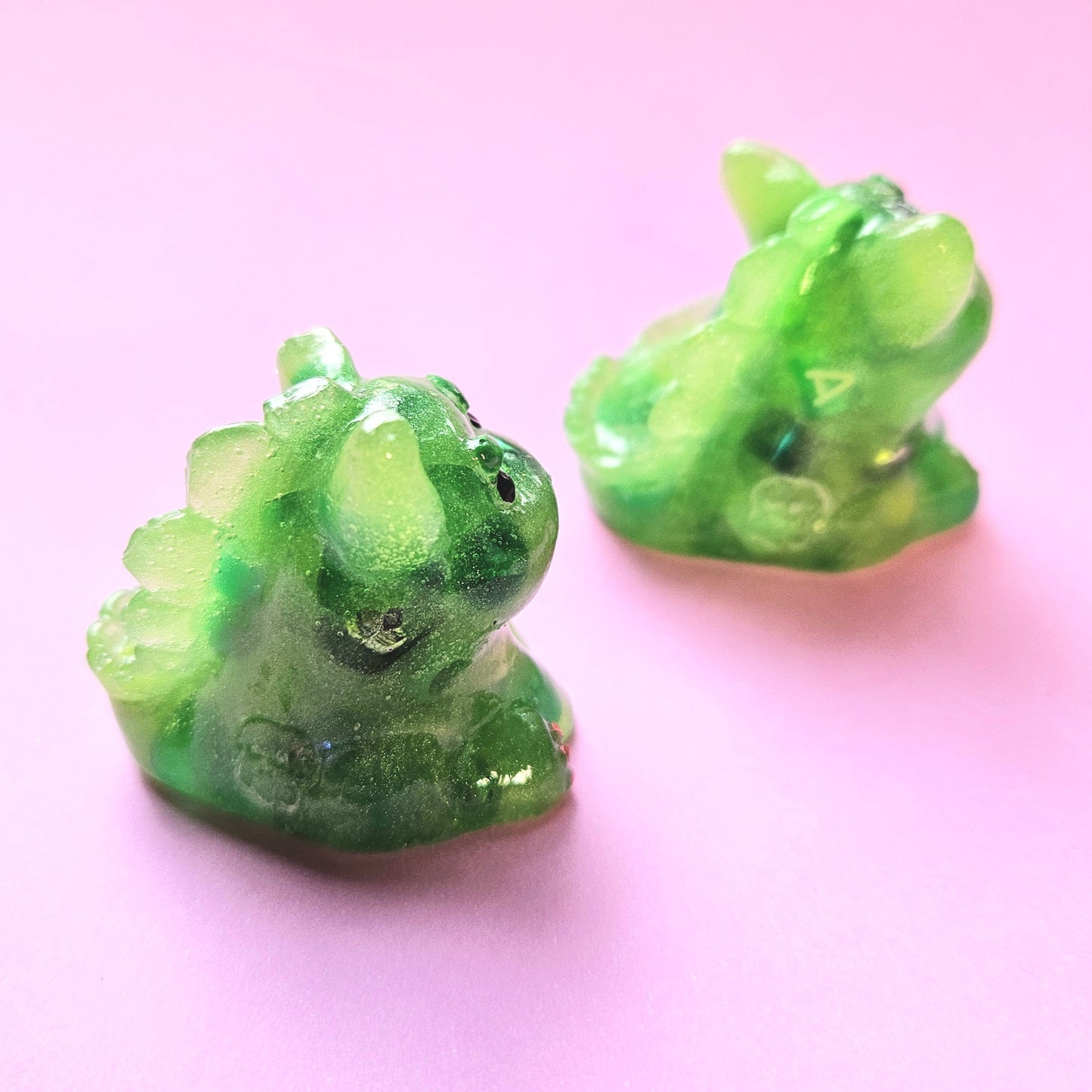 Green Pony Bead Dinocat Mini Figure. Handmade.