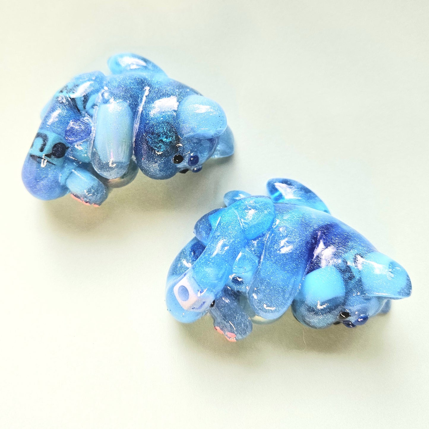 Blue Pony Bead Mercat Mini Figure. Handmade.
