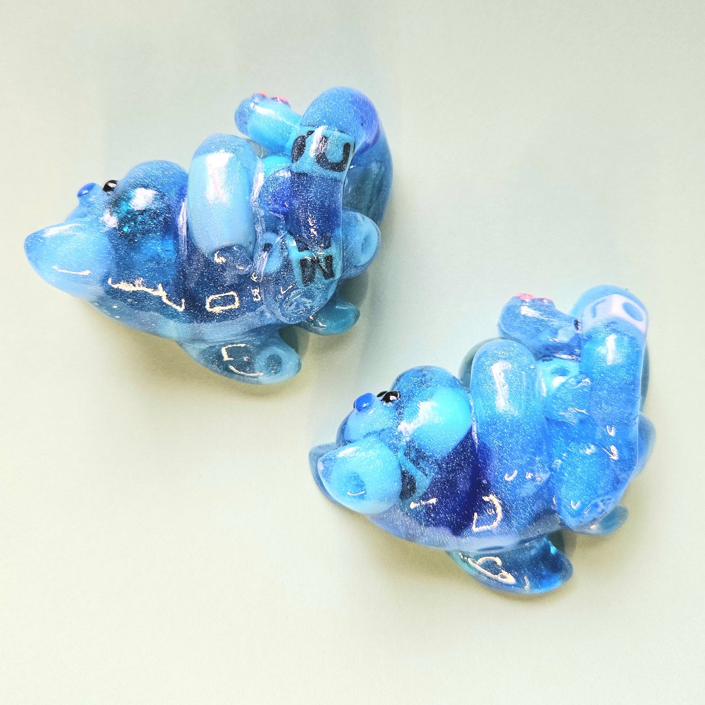 Blue Pony Bead Mercat Mini Figure. Handmade.