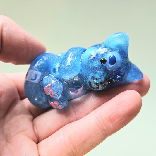 Blue Pony Bead Mercat Mini Figure. Handmade.