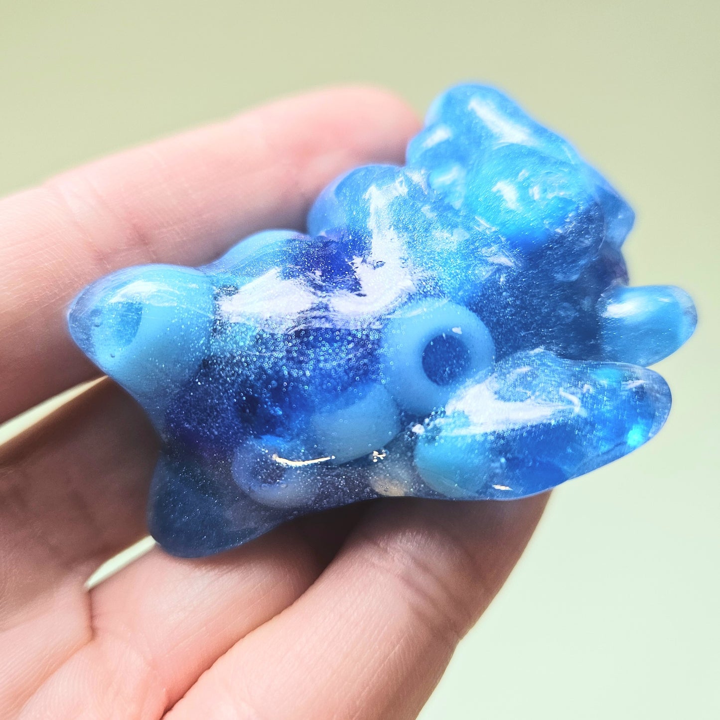 Blue Pony Bead Mercat Mini Figure. Handmade.
