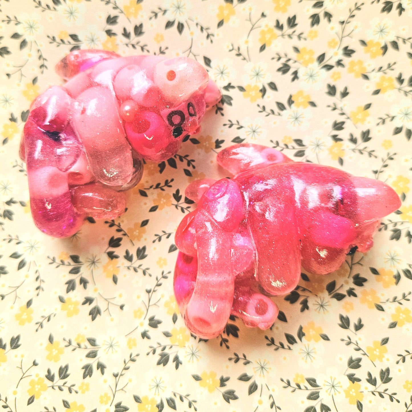 Pink Pony Bead Mercat Mini Figure. Handmade.