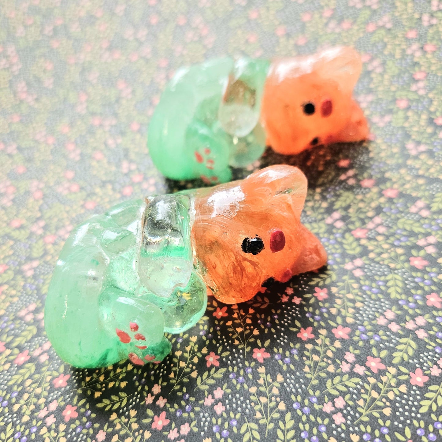 Fire & Water Clear Mercat Mini Figure. Handmade.