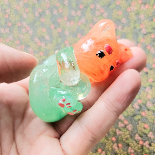 Fire & Water Clear Mercat Mini Figure. Handmade.