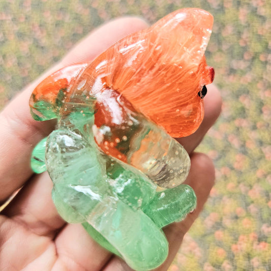 Fire & Water Clear Mercat Mini Figure. Handmade.