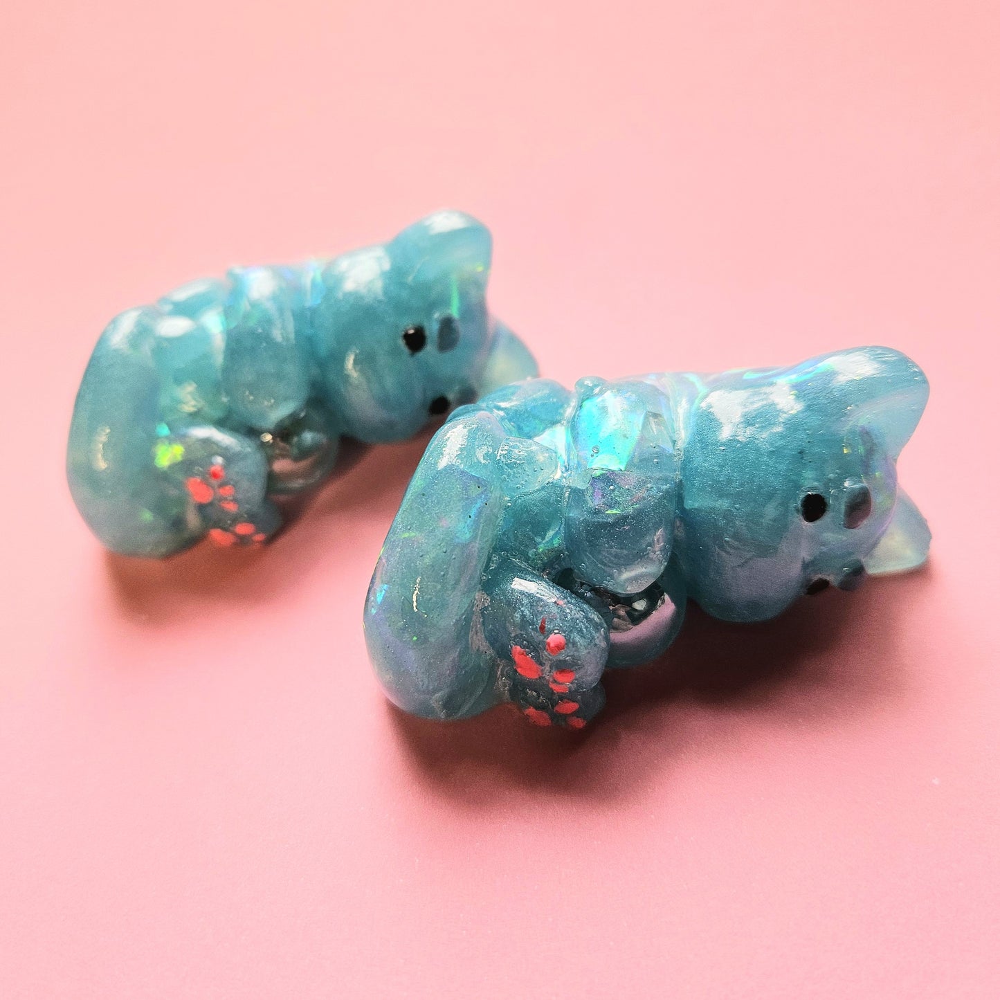 Glacier Mercat Mini Figure. Handmade. Iridescent Blue.
