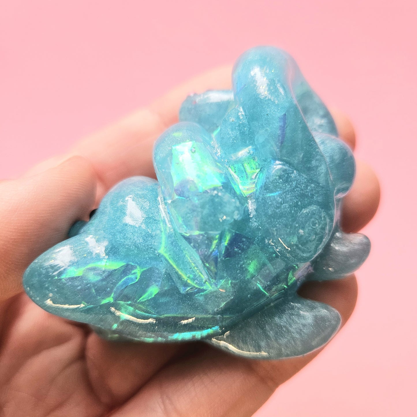 Glacier Mercat Mini Figure. Handmade. Iridescent Blue.