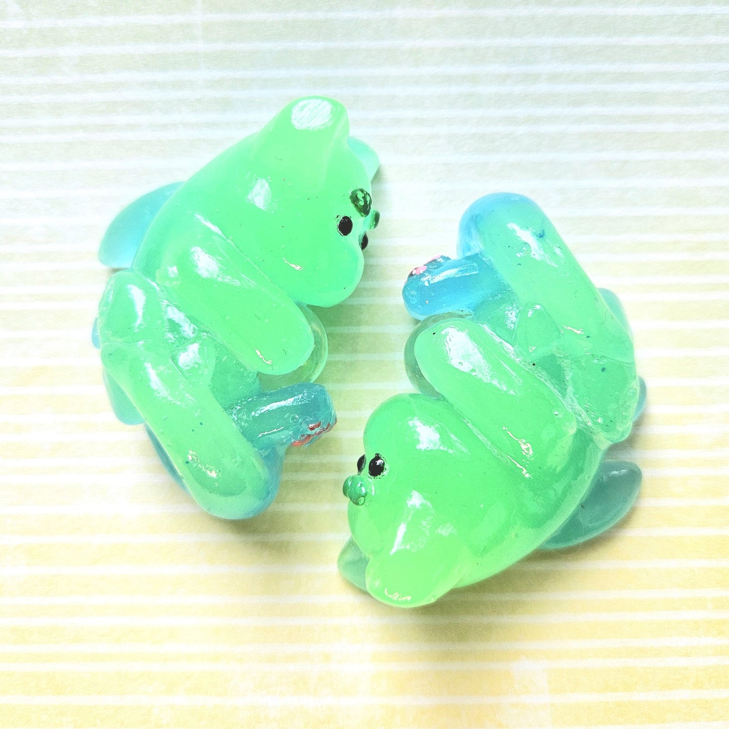 Glow Blue/Green Translucent Mercat Mini Figure. Handmade. Glows in The Dark.