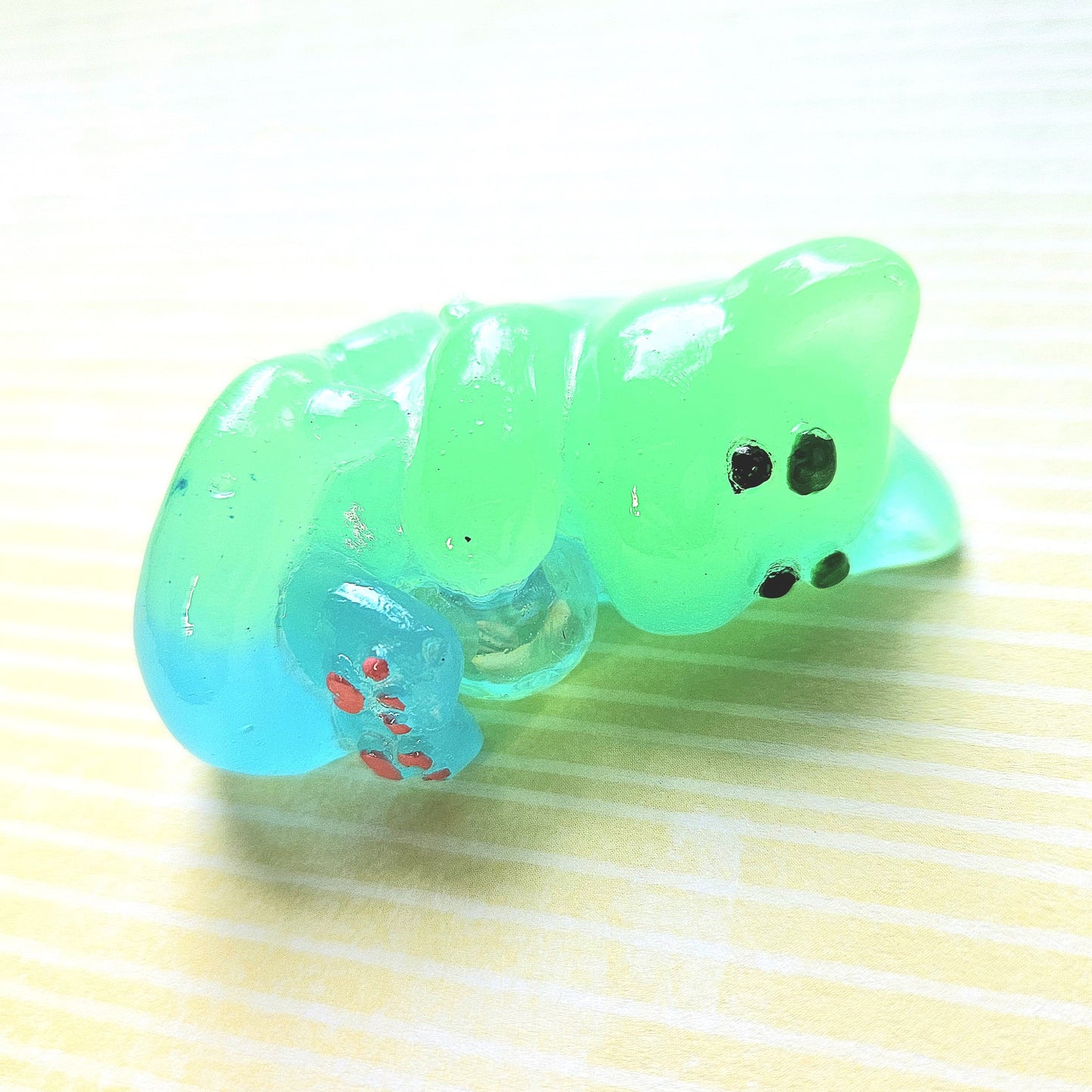 Glow Blue/Green Translucent Mercat Mini Figure. Handmade. Glows in The Dark.