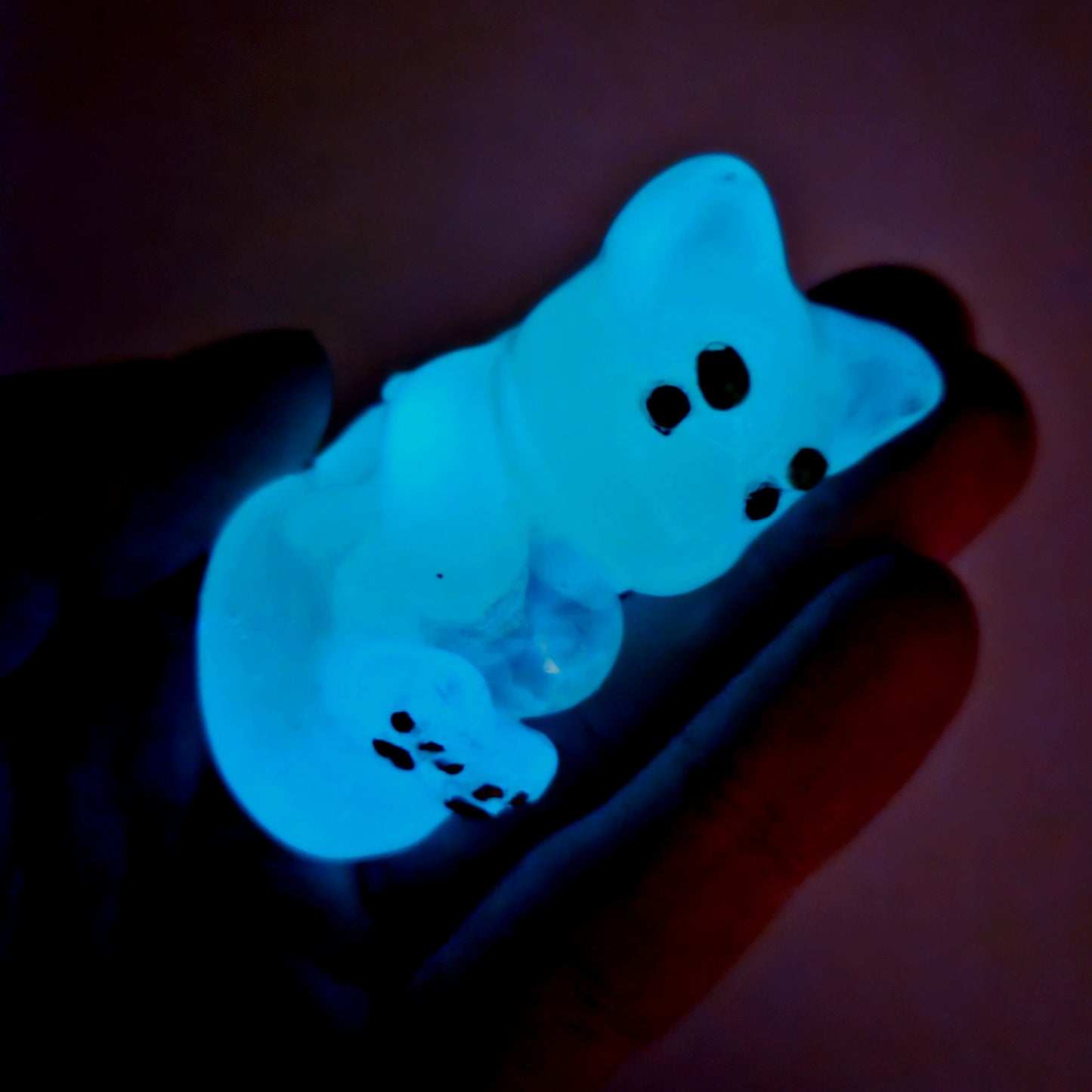 Glow Blue/Green Translucent Mercat Mini Figure. Handmade. Glows in The Dark.