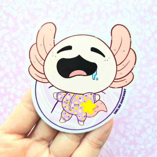 Axolotl Sleeping 2025 Limited Edition Sticker. Raised Texture Effect.