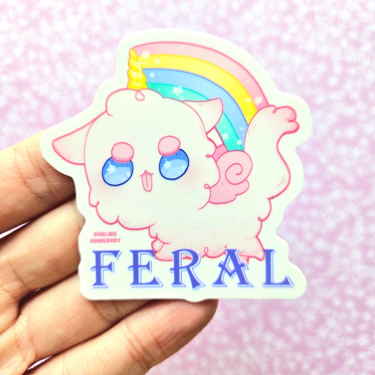 Feral Cat Unicorn Sticker.