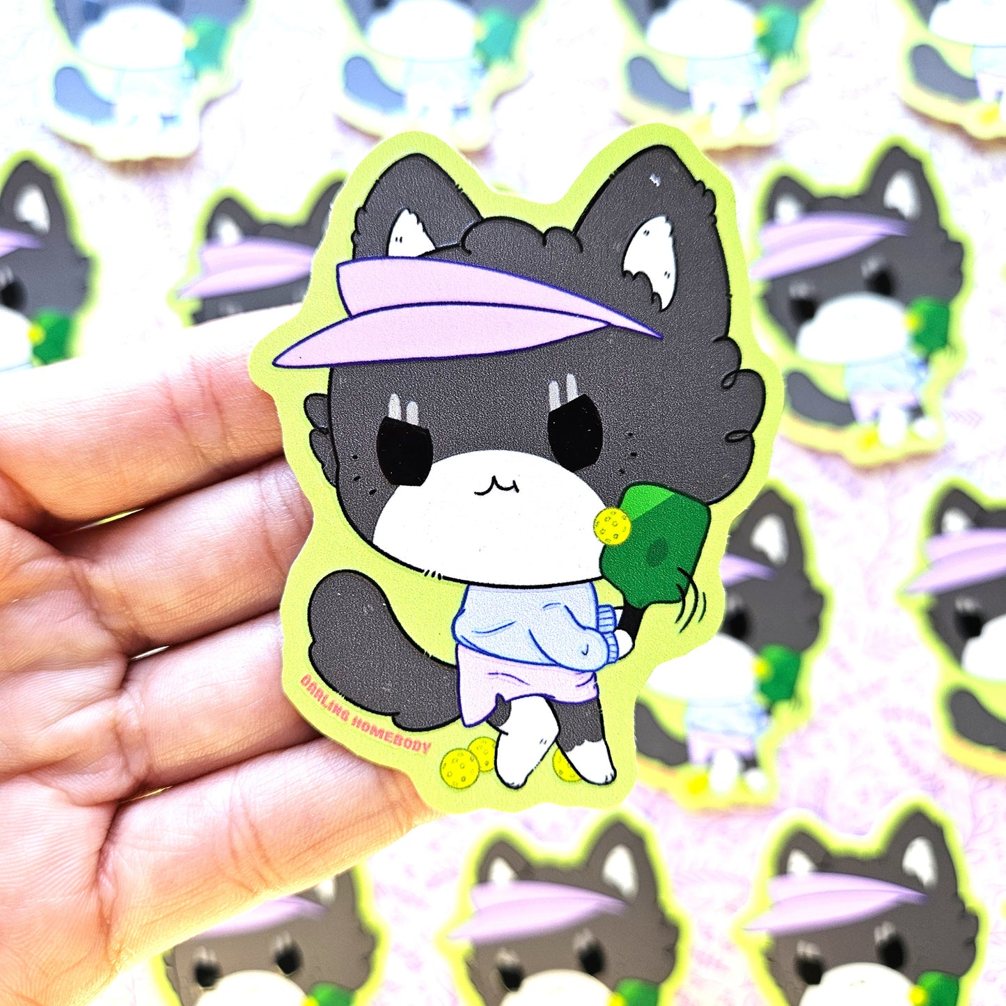 Cat Playing Pickleball 2025 Limited Edition Sticker. Raised Texture Effect.