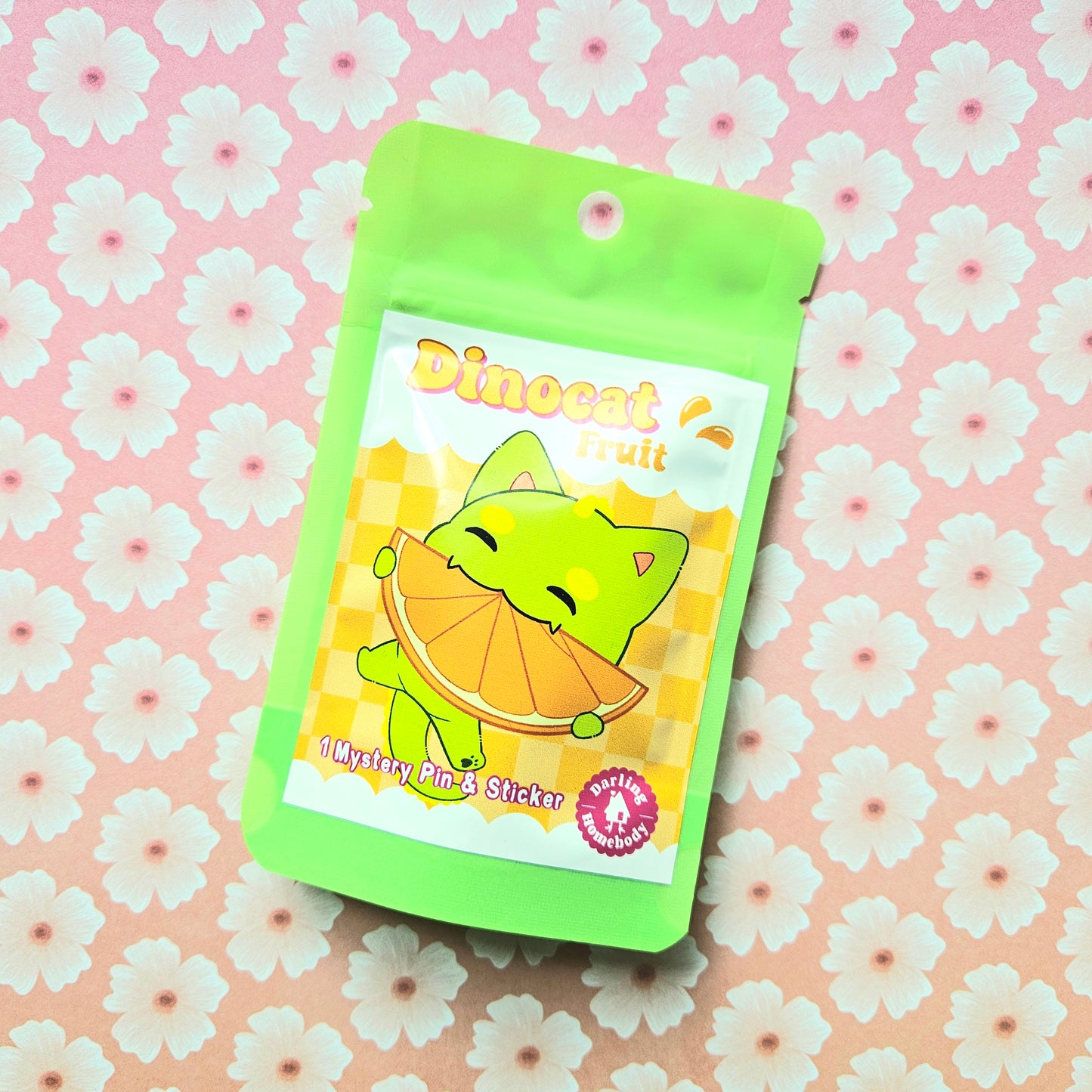 Dinocat Fruit Pin and Sticker Set