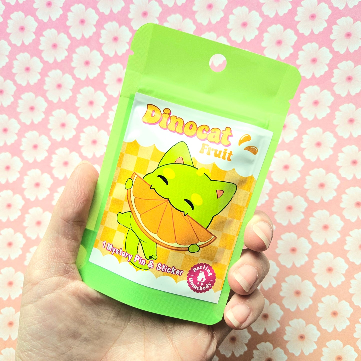 Dinocat Fruit Pin and Sticker Set
