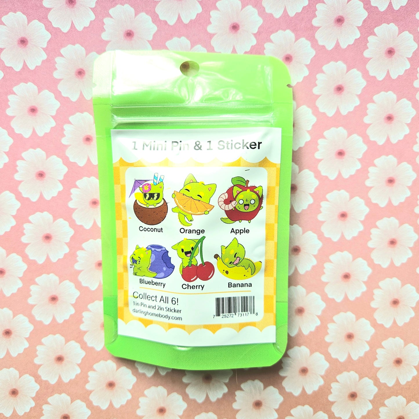 Dinocat Fruit Pin and Sticker Set