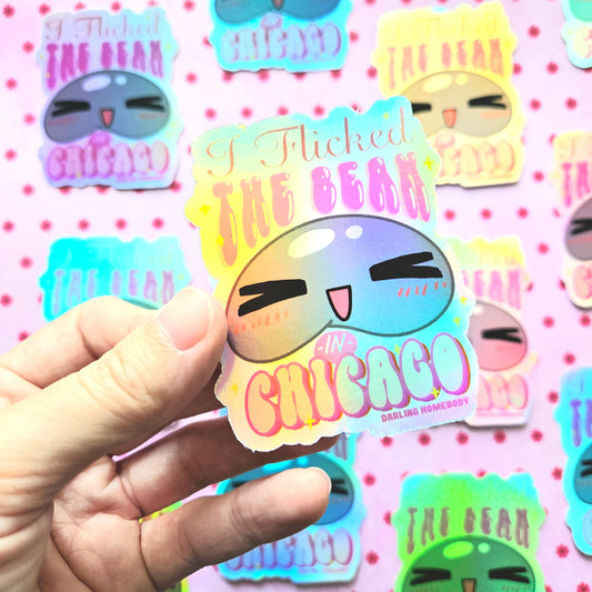 Chicago Bean Sticker. Holographic Vinyl Sticker. Funny Weatherproof Decal.