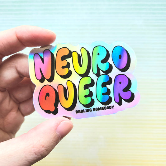 Neuroqueer Sticker. Holographic Vinyl Sticker. Neurodivergent Weatherproof Decal.