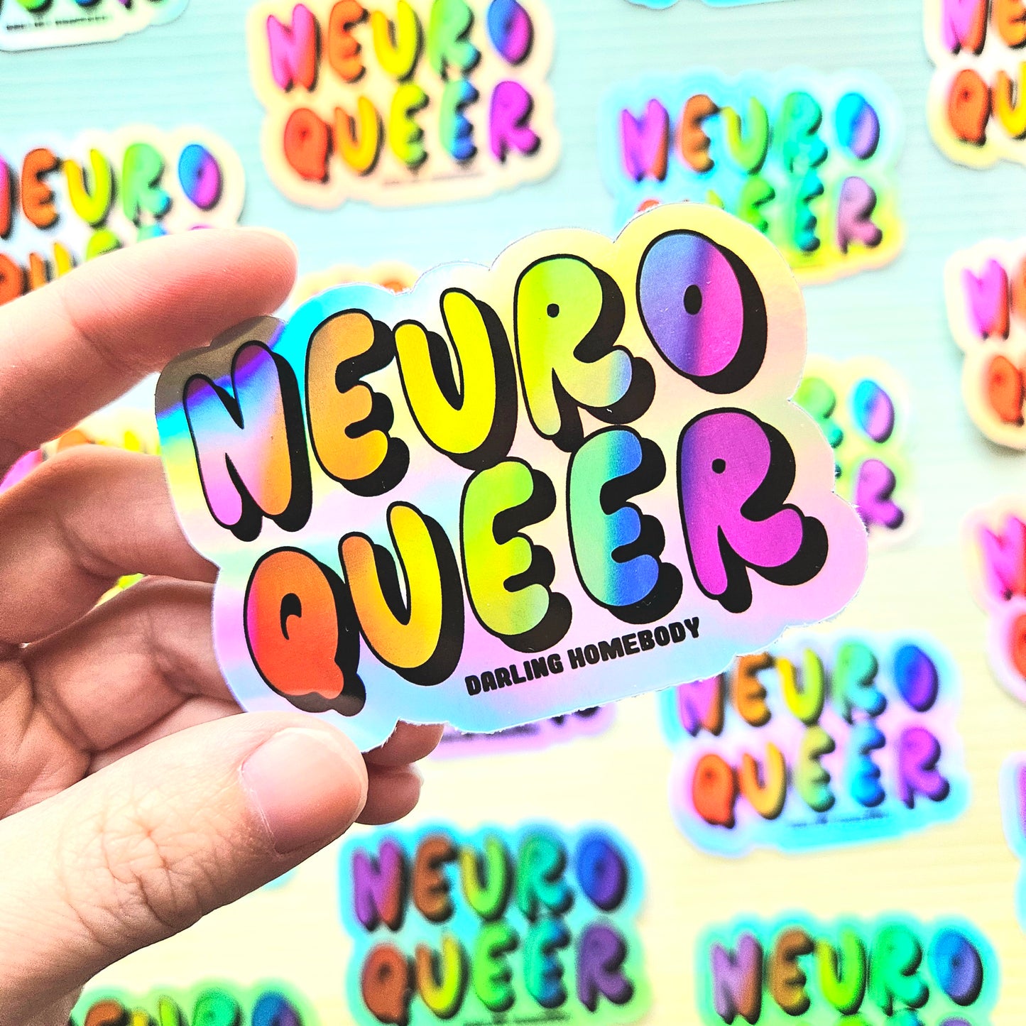 Neuroqueer Sticker. Holographic Vinyl Sticker. Neurodivergent Weatherproof Decal.
