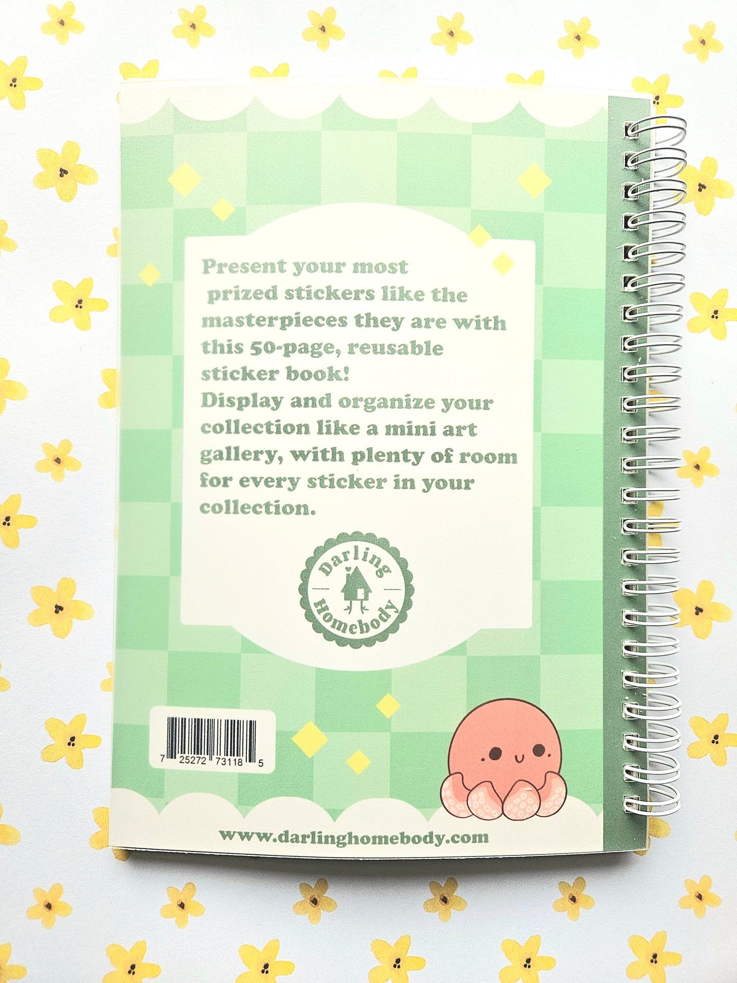 50 Page Sticker Keeper Book. Sleepy Sushi Guinea Pig. Reusable Sticker Album.
