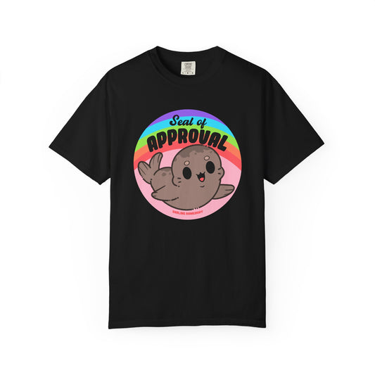 Seal of Approval T-shirt. Cute Rainbow Seal.