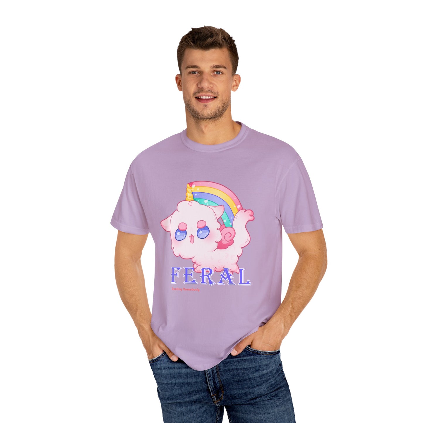 Rainbow Feral Cat Unicorn T-shirt.