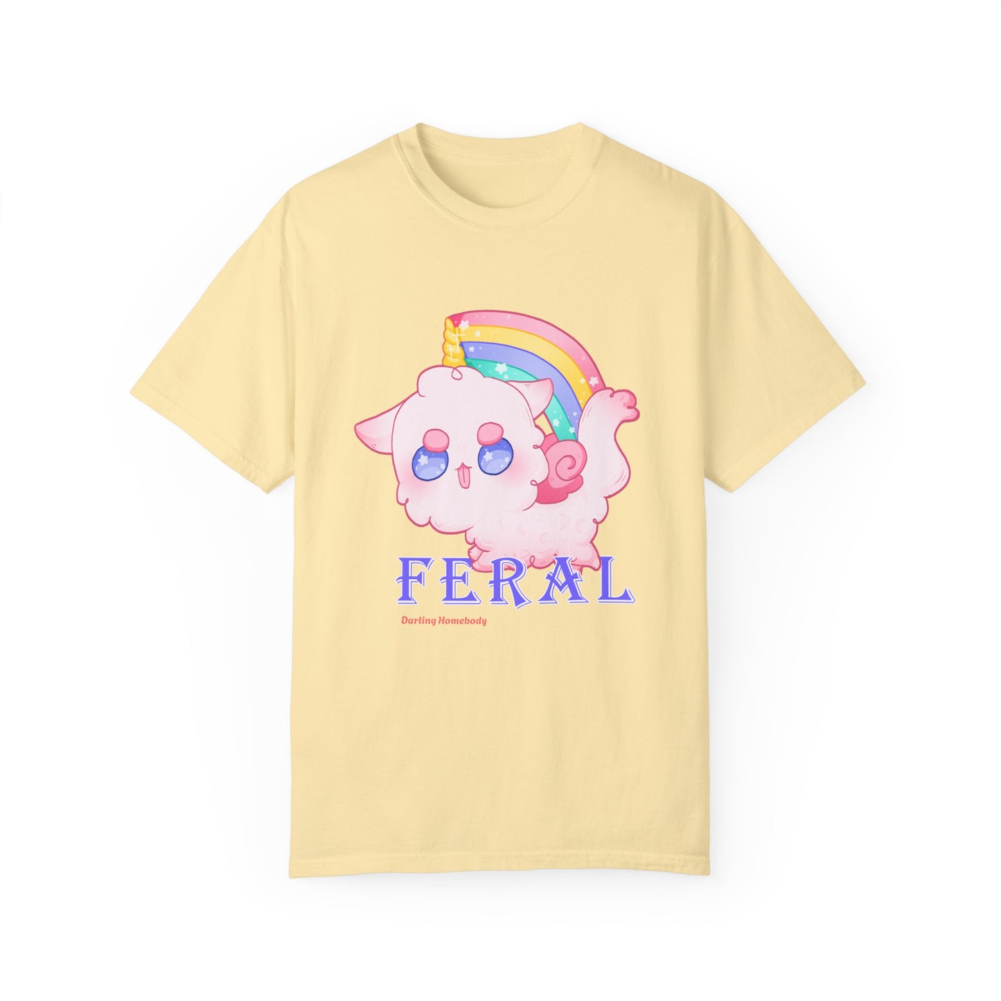 Rainbow Feral Cat Unicorn T-shirt.